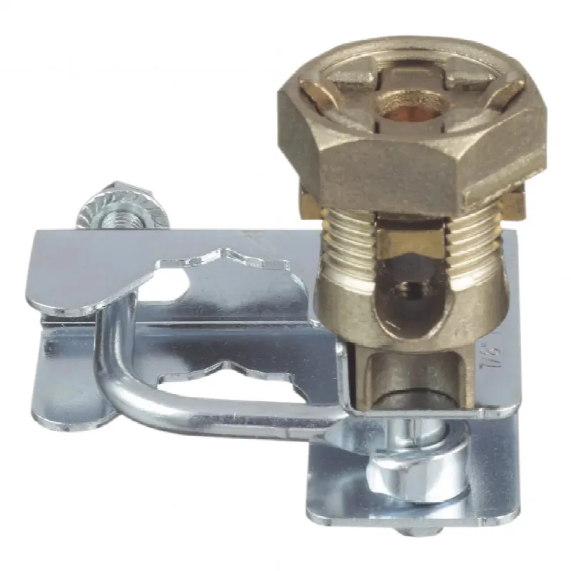Abrazadera para Tierra Física en Base de Piso Falso, para Cables de 6 a 1/0 AWG. Para Pedestales Cuadrados de 7/8 y Circulares de 1 a 1 1/8