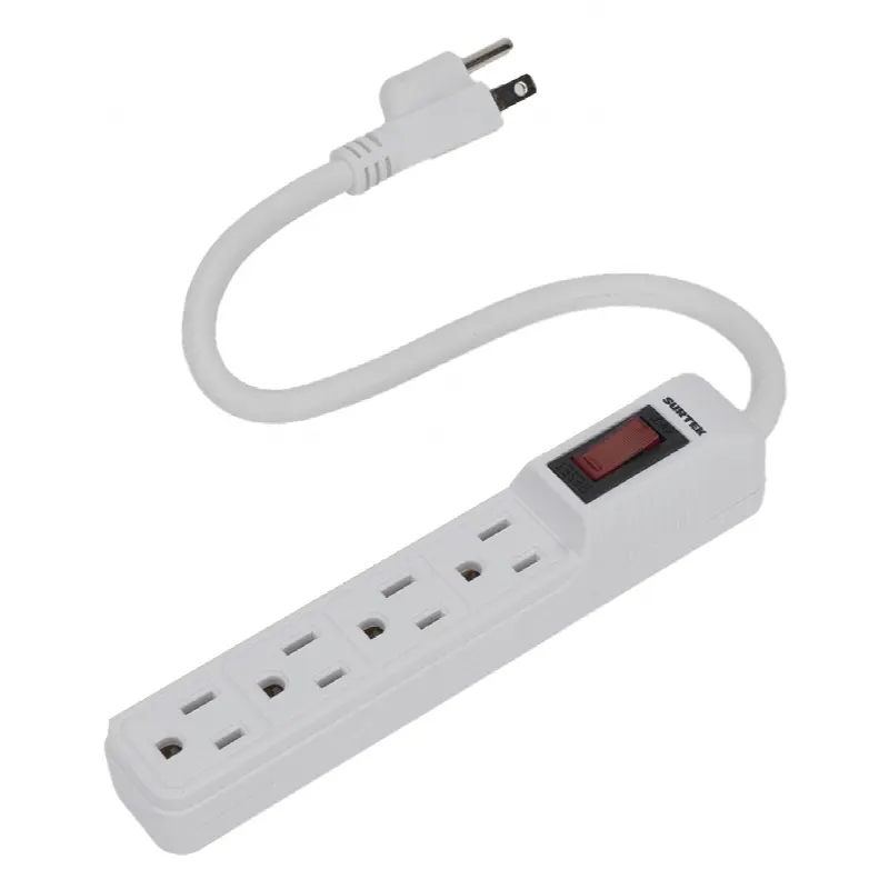 Multicontacto con cable 30 cm. 4 tomas 127 Vca línea, tierra, neutro 15 A max.