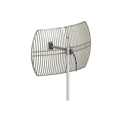 Antena Rejilla direccional, Ganancia 24 dBi, Dimensiones (90 x 60 x 38 cm), rango de frecuencia (2300-2500 MHz).