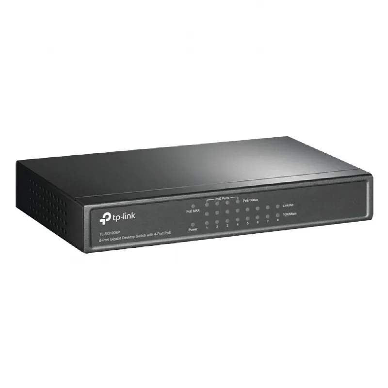 Switch Gigabit PoE+ no administrable de 8 puertos 10/100/1000 Mbps, solo 4 puertos PoE, para escritorio