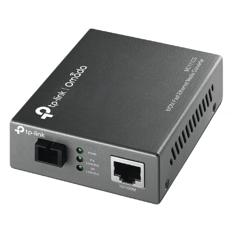 Convertidor Fibra Óptica WDM Monomodo / 1 puerto RJ45 10/100 Mbps / 1 puerto SC/UPC 100 Mbps /  Hasta 20 Km / Para su Funcionamiento Requiere el Modelo MC112CS / Plug and Play