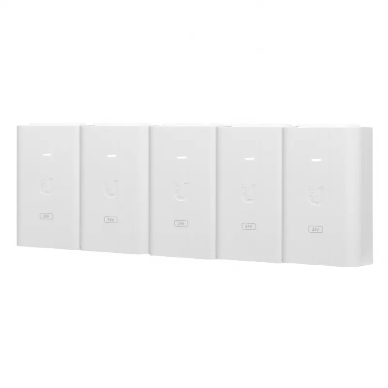 5 Unidades del Adaptador PoE Ubiquiti de 24 VDC, 1.0 A con puerto Gigabit, color blanco