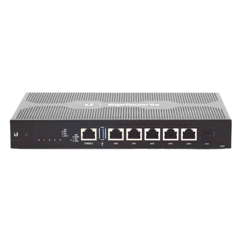 EdgeRouter 6 PoE pasivo 24 V, con 5 puertos 10/100/1000 Mbps + 1 puerto SFP, con funciones avanzadas de ruteo