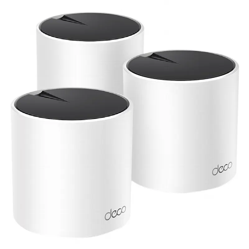 Kit 3 Routers Inalámbricos MESH Interior para Hogar / Doble Banda Wi-Fi 6 AX3000 Mbps / 3 Puerto Gigabit WAN/LAN / 2 Antenas Internas / Administración Mediante la App Deco (iOS, Android) / Protección HomeShield
