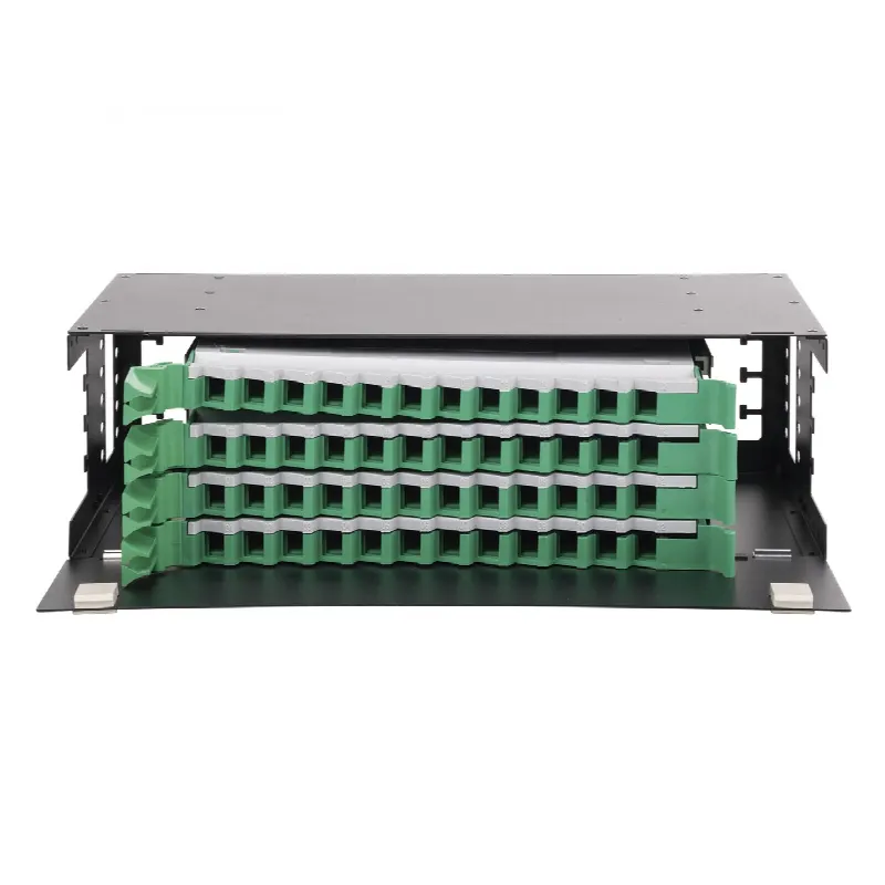 Distribuidor de Fibra Óptica con bandejas deslizables, vacío, 19in, acepta 48 adaptadores LC Duplex o LC Simplex o 48 SC Simplex, 3U
