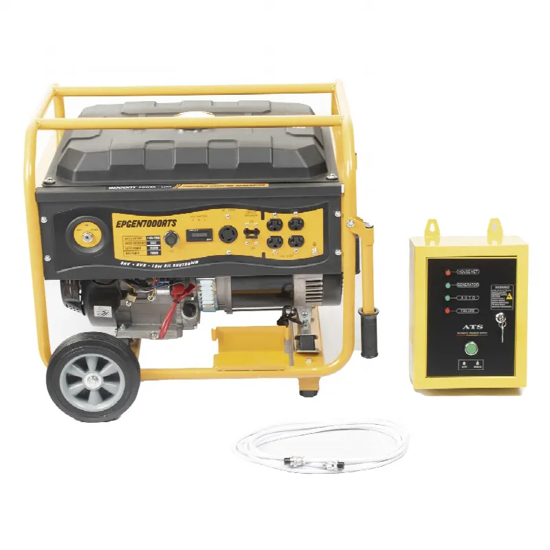 Generador a Gasolina / Planta de Emergencia con Encendido Automático, 6.5KW, 220Vac 2 Fases, Jaula con Ruedas para Fácil Traslado