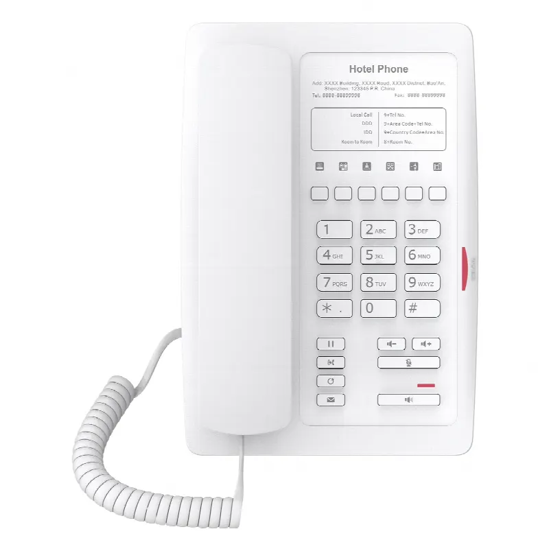 Teléfono IP WiFi para Hotelería, profesional con 6 teclas programables para servicio rápido (Hotline), plantilla personalizable con PoE