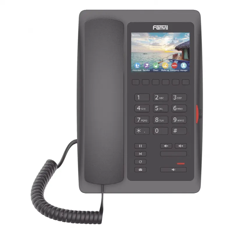 (H5W Color Negro)Teléfono IP WiFi para Hotelería, profesional de gama alta con pantalla LCD de 3.5 pulgadas a color, 6 teclas programables para servicio rápido (Hotline) PoE