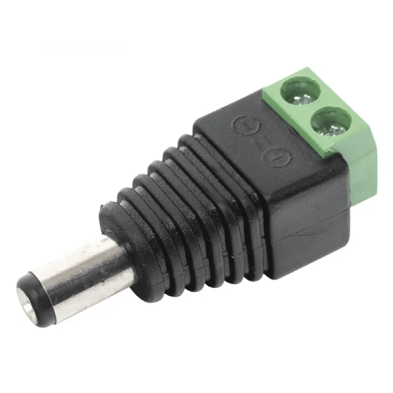 Adaptador Macho Tipo Jack de 3.5 mm (0.14 in) Polarizado de 12 Vcc / Terminales Tipo Tornillo / Polarizado (+/-) / Ideal para Cámaras de Video Vigilancia.