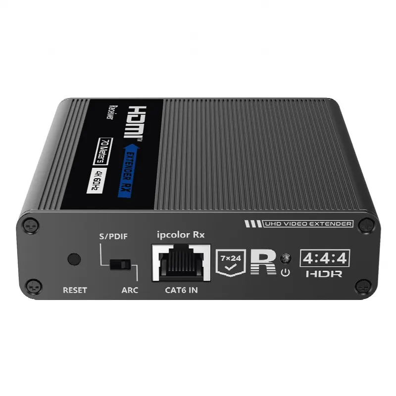 Receptor Compatible para Kits TT- 676 / 4K@60Hz con IR / Distancia de 70 Metros / Conexión en Cascada de hasta 10 Receptores con TT676.