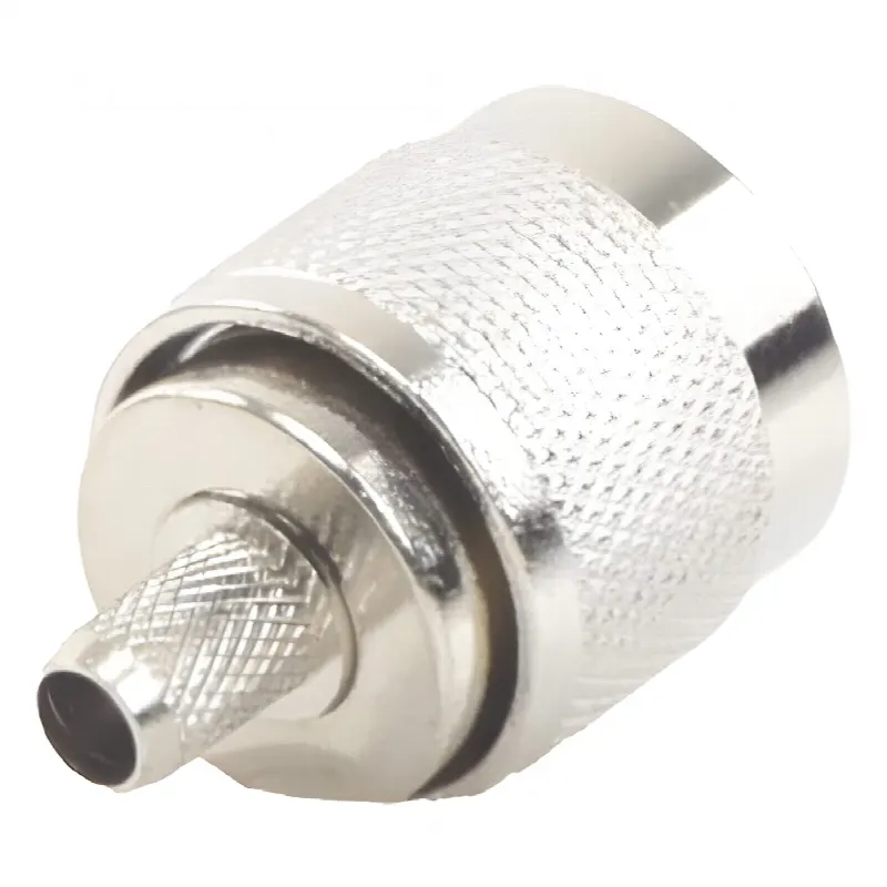Conector N Macho para 75 Ohm de Anillo Plegable para cable RG-59, Niquel/ Oro /Teflón.