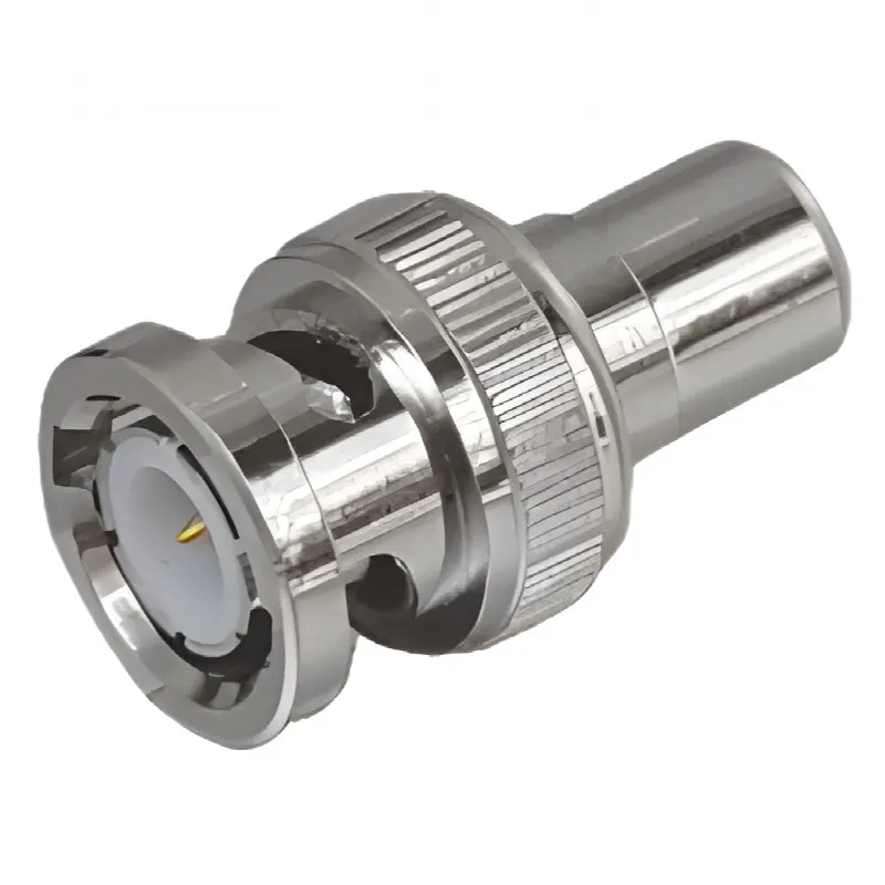 Adaptador en línea para 75 Ohm, de conector BNC macho a RCA hembra en aplicaciones de Audio-Video para cámaras, monitores y DVR´s.