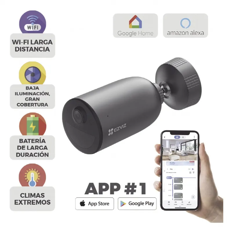 Cámara IP Inalámbrica Con Batería Recargable (Cero Cables) /  3 Megapixel / Memoria MicroSD / Detección humana / Colores en Oscuridad / Sirena y Estrobo / Exterior
