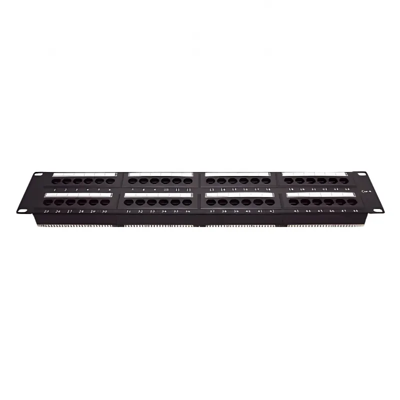 Panel de parcheo de impacto (110) UTP de 48 puertos Cat6, 19in, 2U, con barra para organizar cable