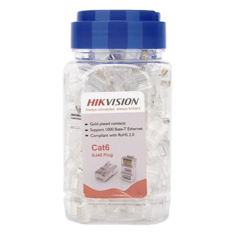 Bote con 100 Piezas de Plug Modular RJ45 / Cat 6 / Chapado en Oro a 30 Micras / Sin Blindaje / Facil Instalación / Uso Interior / Soporta Norma TIA-568B / Cumple con RoHS 2.0