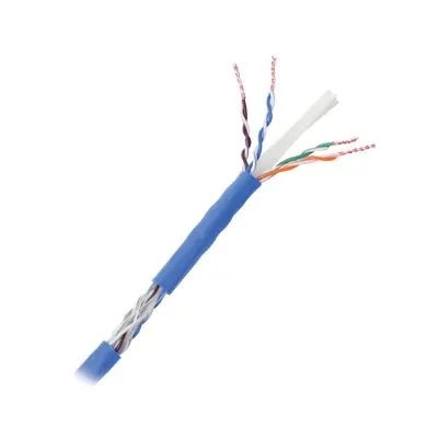 Bobina de cable de 152.5 Metros Cat6+ CALIBRE 23 ALTO DESEMPEÑO, super flexible, UL, color Azúl, para aplicaciones de video vigilancia, HD, y redes de datos. Uso interior.