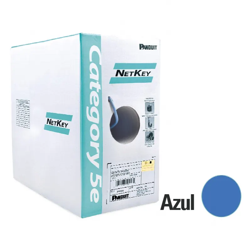 Bobina de cable UTP 305 m (1000 ft). de Cobre, NetKey, Azul, Categoría 5e (24 AWG), PVC (CM), de 4 pares