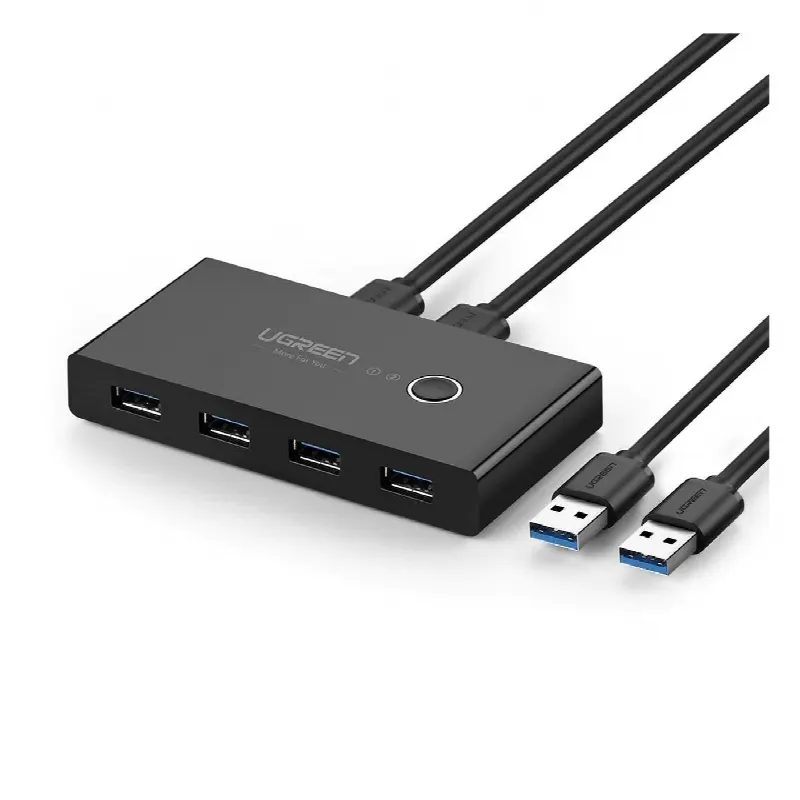 HUB para Compartir 4 Puertos USB 3.0 a 2 PC ?s / Cambio Mediante Botón / Incluye dos cables USB de 1.5 m /  ABS / Permite que 2 Usuarios Compartan 4 Dispositivos Periféricos USB3.0, como una impresora, un escáner, etc.