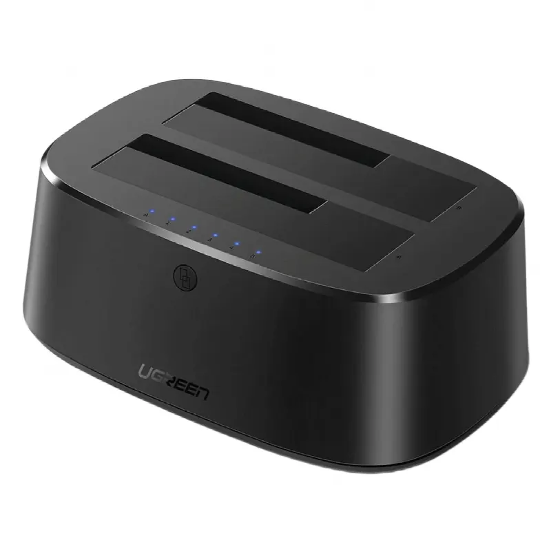 Base USB 3.0 para Disco Duro de Doble Bahía / Soporta Discos SATA  de 2.5 & 3.5´ / Soporta discos de 12TB / Compatible con UASP, SATA 3.0 / Con adaptador de corriente 12V3A / Cable USB 1M / Alta Velocidad
