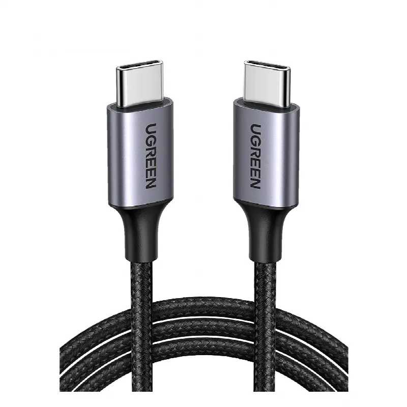 Cable USB-C a USB-C | 2 Metros | Transferencia de datos de 480 Mbps | Carga Rápida de hasta 60W | QC 4.0/3.0/2.0 | PD3.0 | FPC | AFC | Protección Integrada | Caja de Aluminio | Nylon Trenzado | Color Negro | 2 años de Garantía.