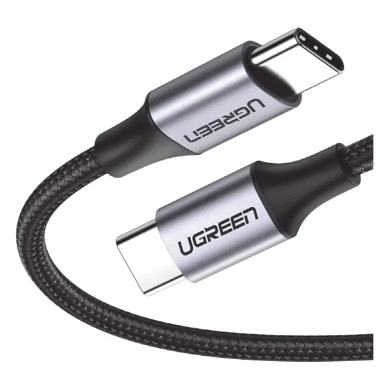Cable USB-C a USB-C | 1 Metro | Transferencia de datos de 480 Mbps | Carga Rápida de hasta 60W | QC 4.0/3.0/2.0 | PD3.0 | FPC | AFC | Protección Integrada | Caja de Aluminio | Nylon Trenzado | Color Negro | 2 años de Garantía.