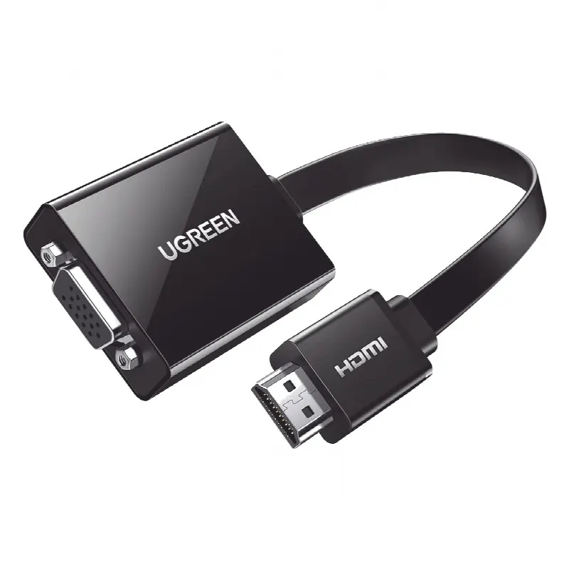 Adaptador HDMI a VGA / Resolución 1080P / Audio 3.5mm / Con Puerto Micro USB para Alimentación / Plug &  Play / No Requiere Controlador / ABS / Flexible y Duradero