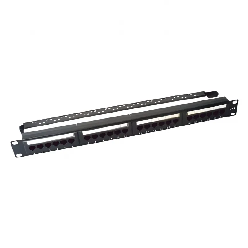 Panel de parcheo de impacto (110) UTP de 24 puertos Cat6, 19in, con barra para organizar cable