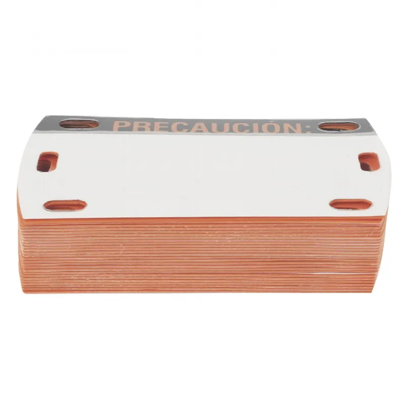 Etiqueta Autolaminada para Identificación de Fibra Optica Paquete de 25 piezas, Para Uso Interior/Exterior, Dimensiones de 90 x 50 mm (1.97 in), Color Negro con Naranja