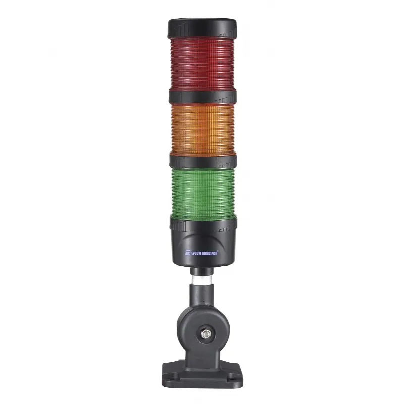 Torre Señalización LED / 3 Niveles Rojo Ámbar Verde / Buzzer 85 dB / 24 VCD / Fija o Intermitente / Base 60 mm (2.36 in) / IP53