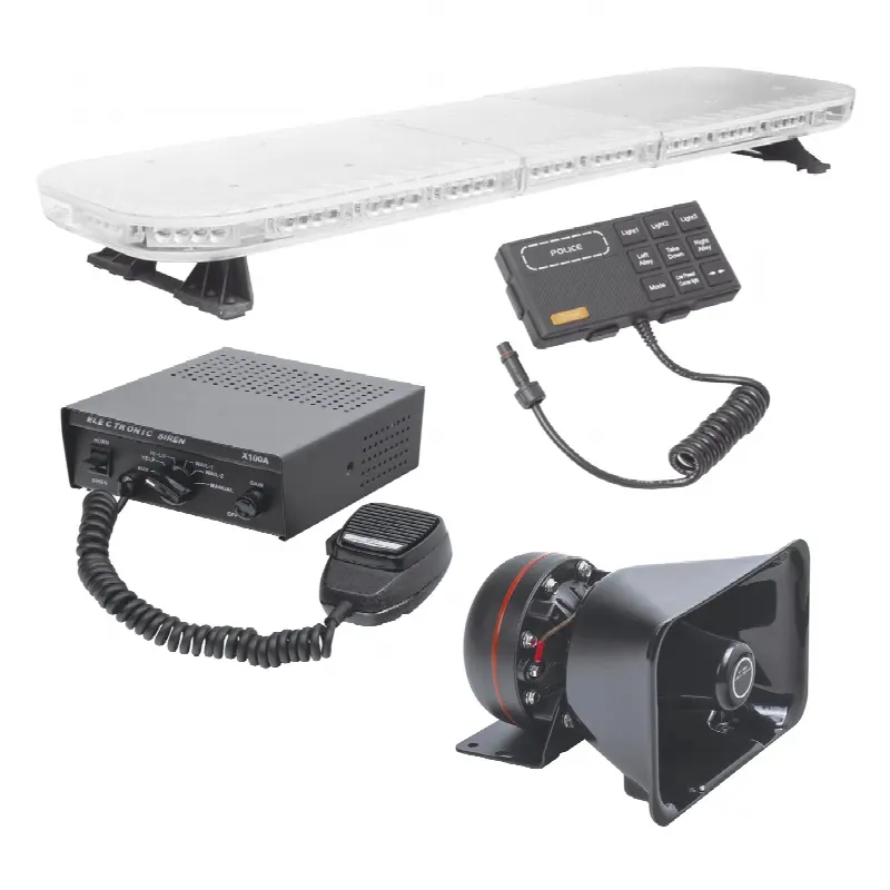 Kit de Equipamiento para Seguridad Pública / Barra LED 88 LEDs G3 / Sirena 100W 7 Tonos / Bocina 100W 8 Ohm / IP65 / SAE / 118 cm (46.5 in)