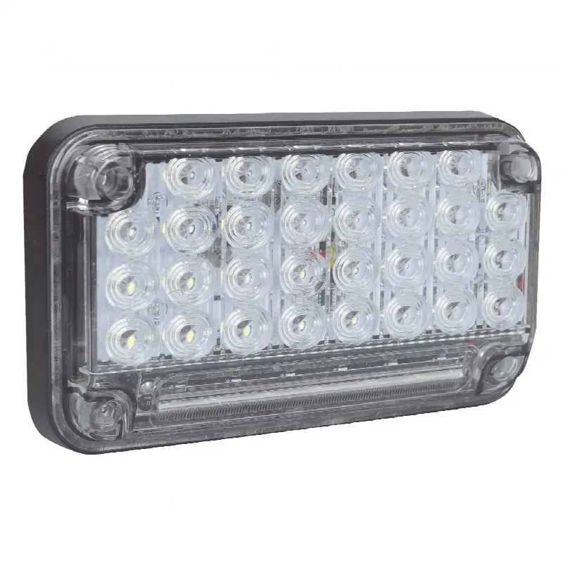 Luz de Advertencia LED / 66 LEDs / 7x4" / 12 VCC / 10 Patrones de Destello / Montaje Permanente / Color Claro
