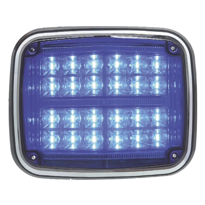 Luz de Advertencia LED / 24 LEDs / 11 Patrones Programables / IP67 / 12-30 VCC / 24 W / Policarbonato / Azul