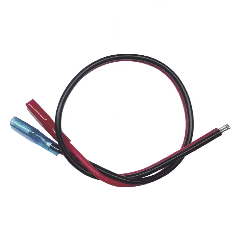 Cable Dual Polarizado / Calibre 18 AWG / 30 cm (0.98 pies) / Terminal F1 y Puntas Libres / Conexión a Baterías de Respaldo / Rojo / Negro