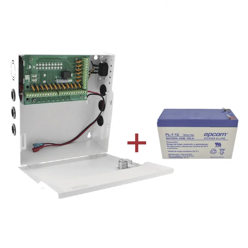 Fuente de Alimentación / 18 Salidas / 20 A / Voltaje Ajustable 11-15 VCC / Batería de Respaldo 12 VCC 7 Ah / Entrada Universal 96-264 VCA