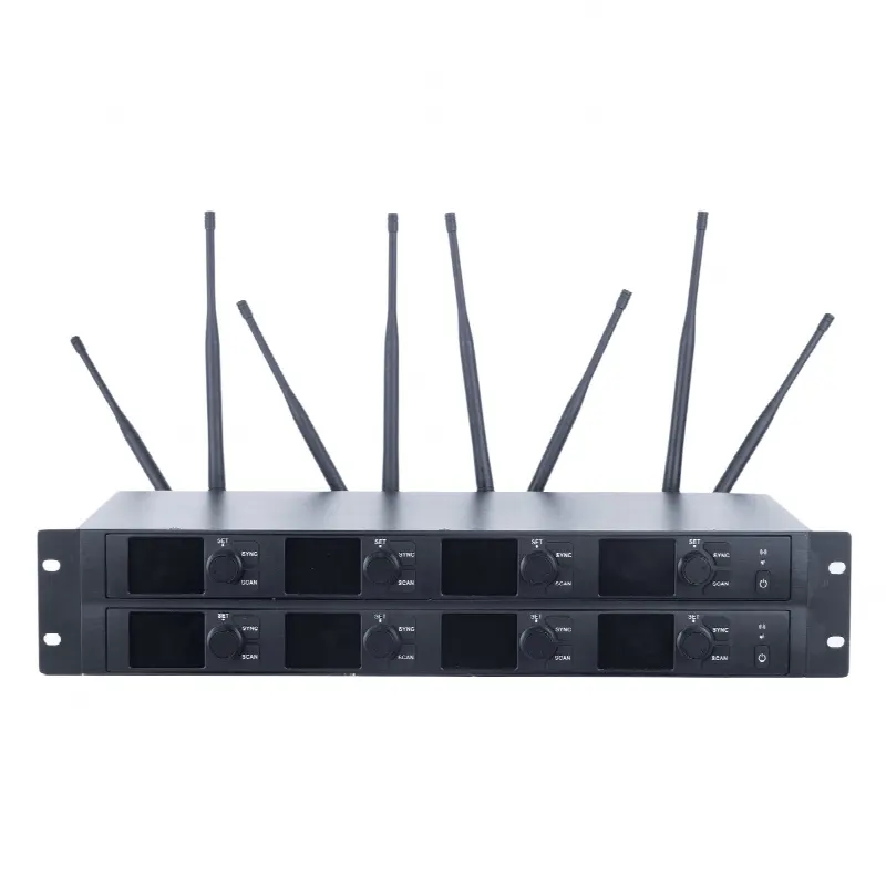 Receptor Inalámbrico / 8 Canales / U-Band 540-690 MHz / Modulación PI/4-DQPSK / Pantalla TFT-LCD 2.2" / Salida Balanceada y Desbalanceada / Encripción de Audio