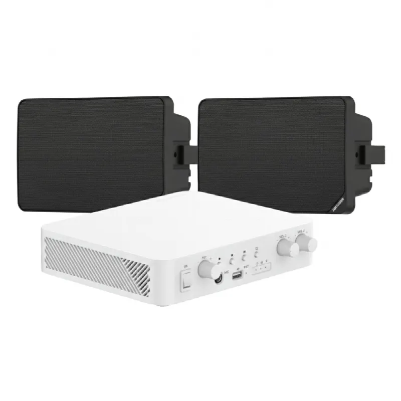 Kit de Audio IP / Amplificador 80W / 2 Altavoces de Pared / 2 Zonas 40W / Bluetooth / 70V/100V / Negro