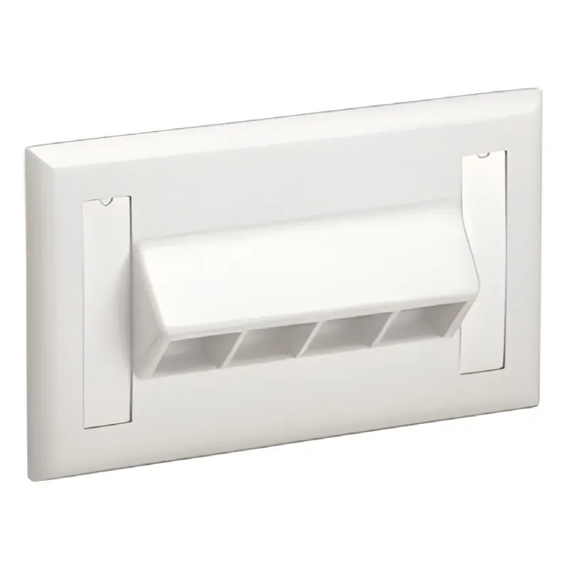 Placa de Pared Horizontal, Salida Para 4 Puertos Keystone, Con Espacios Para Etiquetas, Color Blanco Mate