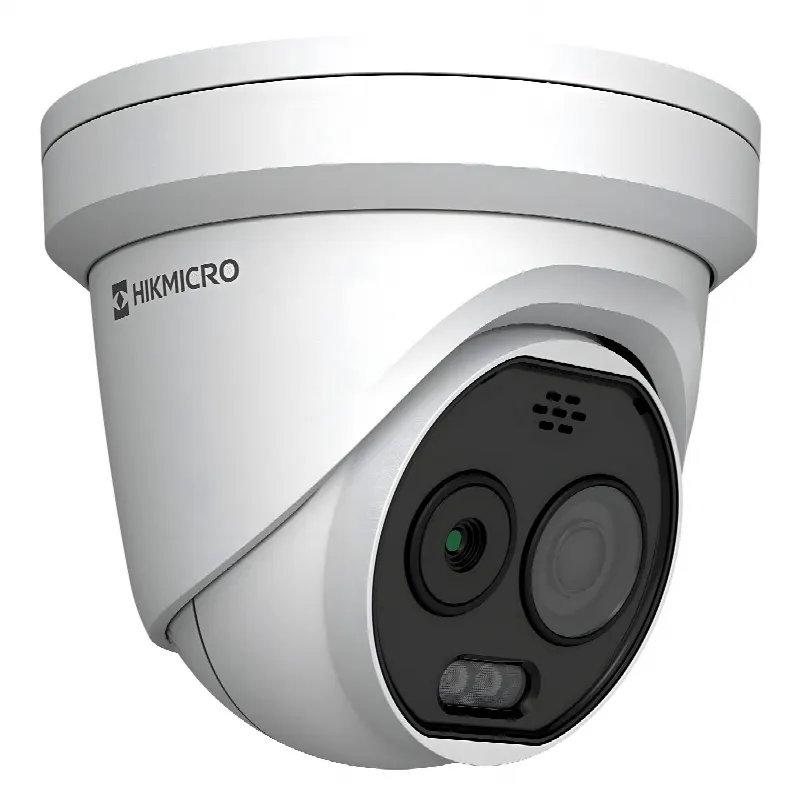 Cámara Turret IP Bi-espectral / Térmica 256×192 / Óptica 5 Megapixel / Detección de Temperatura -20°C a 650°C / Dual Light 30 m (98.4 ft) / IA Avanzada