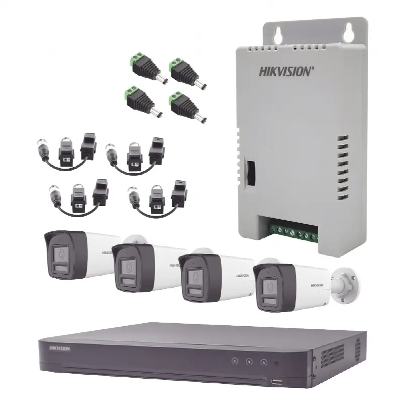 Kit de Videovigilancia TurboHD / DVR 4 Canales 4K / 4 Cámaras Bala 3K / Audio Bidireccional / Dual Light 30 m (98.4 ft) / IP67 / Fuente 12VDC / Exterior