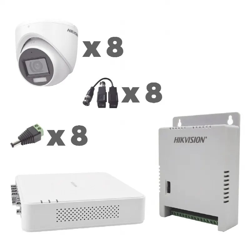 Kit TurboHD / DVR 8 Canales / 1080p / Audio Coaxitron / 8 Cámaras Eyeball / Micrófono Integrado / Luz Dual IR 30 m (98.4 ft) + Blanca 20 m (65.6 ft) / Fuente Seleccionable 12V/13.5V/15V