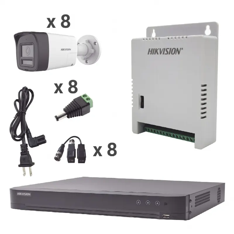 Kit TurboHD 4K / DVR 8 Canales / 8 Cámaras Bala 3K / Audio Bidireccional / Dual Light 30 m (98.4 ft) / ColorVu / IP67 / Exterior