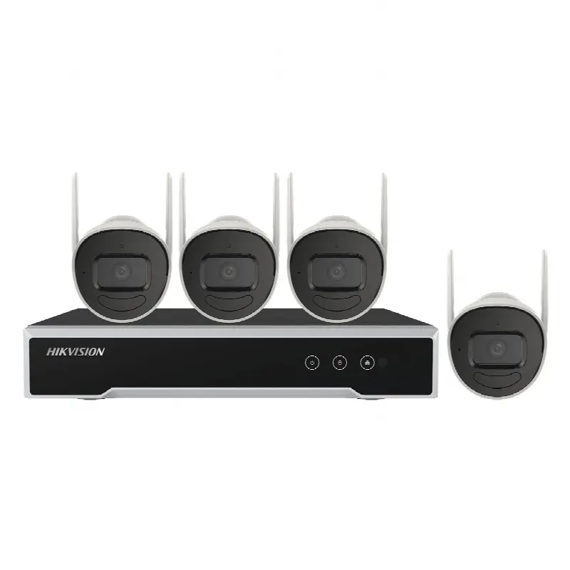 Kit NVR Wi-Fi / 4 Canales / 4 Cámaras Bala IP / 4 Megapixel / IR 30 m (98.4 ft) / IP66 / HDD 1 TB / Wi-Fi 2.4 GHz / Exterior