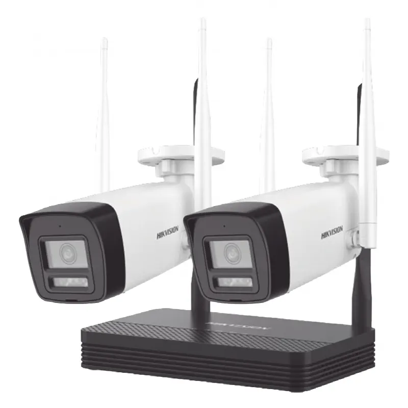 Kit de Videovigilancia IP Inalámbrico / 2 Megapixel / NVS 4 Canales / 2 Cámaras Bala / Dual Light IR 30 m (98.4 ft) + Luz Blanca 20 m (65.6 ft) / Wi-Fi 2.4 GHz / Audio Bidireccional / IP66 / Exterior