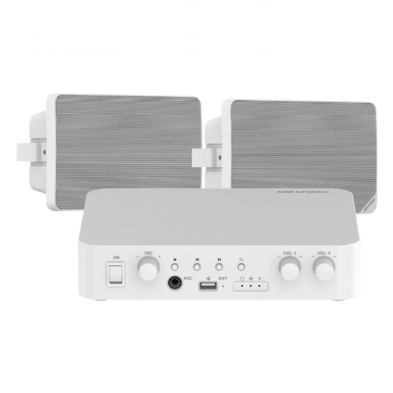 Kit Amplificador / 80W / 2 Zonas / Bluetooth USB RCA Micrófono / 100V 70V / 2 Altavoces