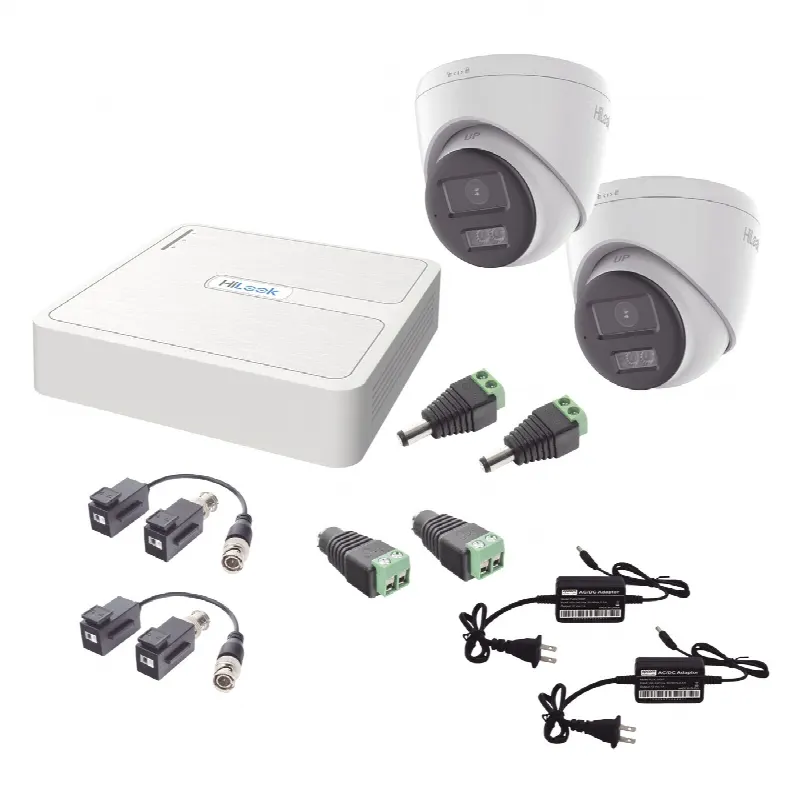Kit de Videovigilancia TurboHD / 1080p Lite / DVR 4 Canales + 1 IP / 2 Cámaras Turret 2 MP / Audio Bidireccional / Dual Light 40 m (131.2 ft) / Visión Color / Exterior