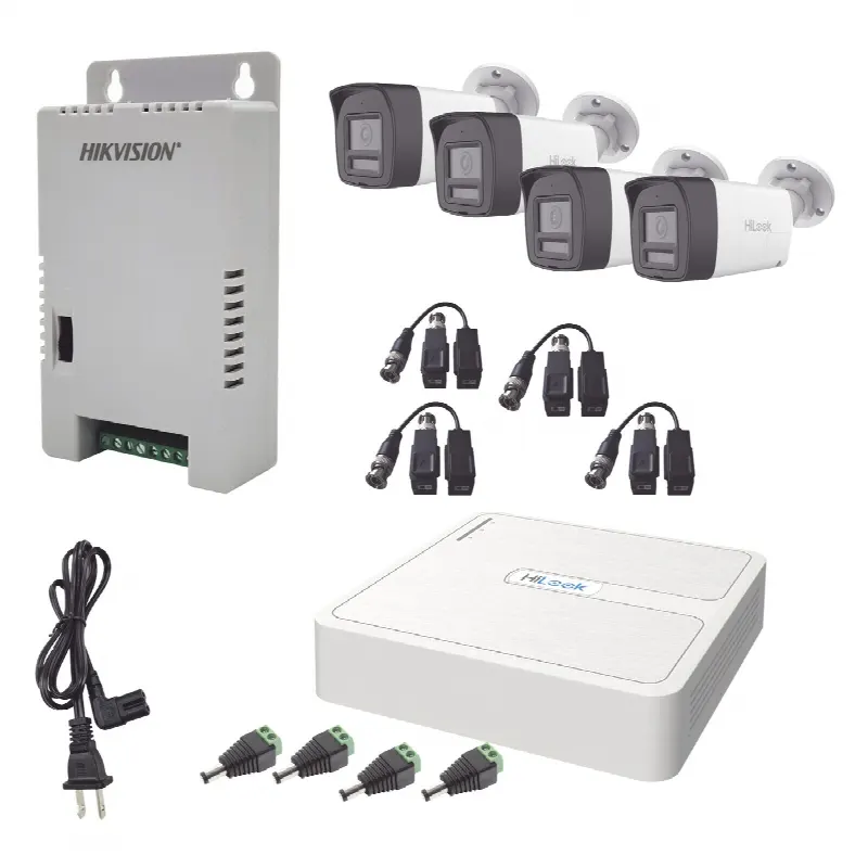 Kit de Videovigilancia TurboHD / DVR 4 Canales + 1 IP / 4 Cámaras Bala 2 Megapixel / Audio Bidireccional / Dual Light IR 30 m (98.4 ft) + Luz Blanca 20 m (65.6 ft) / IP67 / Fuente Regulada 12-15 VCC / Exterior