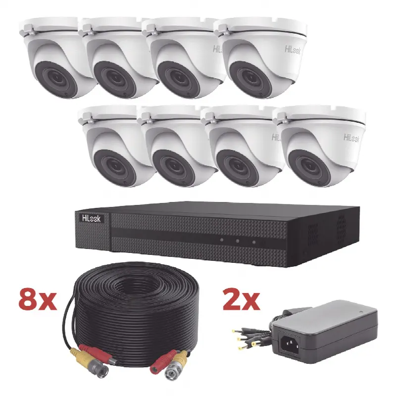 Kit de Videovigilancia TurboHD / DVR 8 Canales / 8 Cámaras Turret 2 Megapixel / IR 20 m (65.6 ft) / 8 Cables Coaxiales 20 m (65.6 ft) / 2 Fuentes de Alimentación