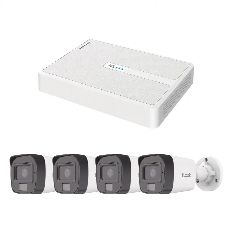 Kit de Videovigilancia IP / NVR 8 Canales PoE+ / 4 Cámaras Bala 2 Megapixel / Dual Light IR 20 m (65.6 ft) + Luz Blanca 15 m (49.2 ft) / Audio Integrado / H.265+ / Exterior