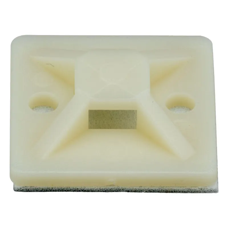 Montaje-Sujetador Adhesivo de 4 Vías de 3/4 x 3/4 x 1/4, Color Natural,  Nylon 6.6 Retardante de Llamas V-2, Paquete de 100pz