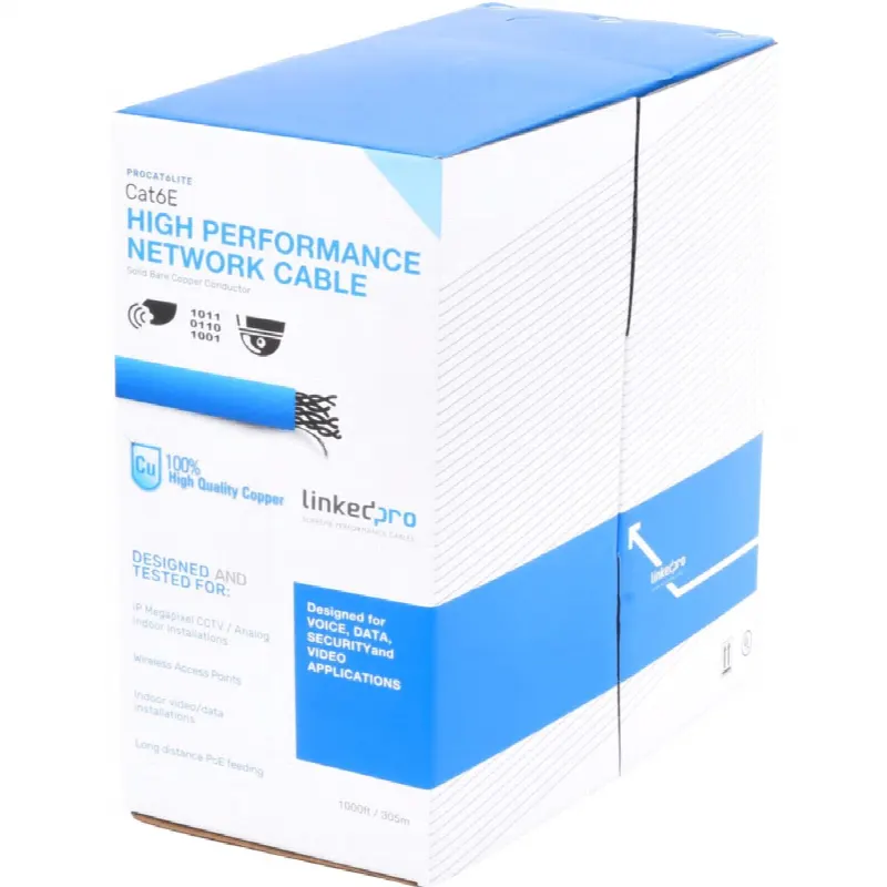 Cable de Red UTP / Cat6 / 24 AWG / 305 m (1000 ft) / 100% Cobre / 250 MHz / CM / Interior / Azul